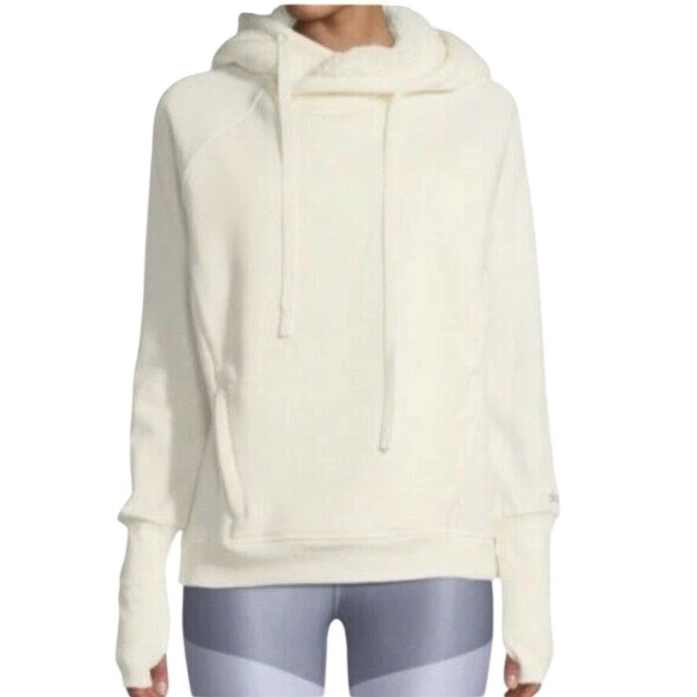 ALO YOGA Frost Faux Shearling Lined Hoodie, Beige, Size Large